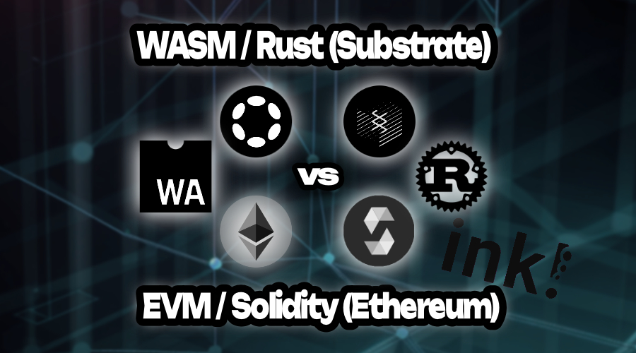 Learn about blockchain development with our comparison of WASM / Rust (Parity's Ink Substrate) and EVM / Solidity on (Ethereum) for smart contracts.